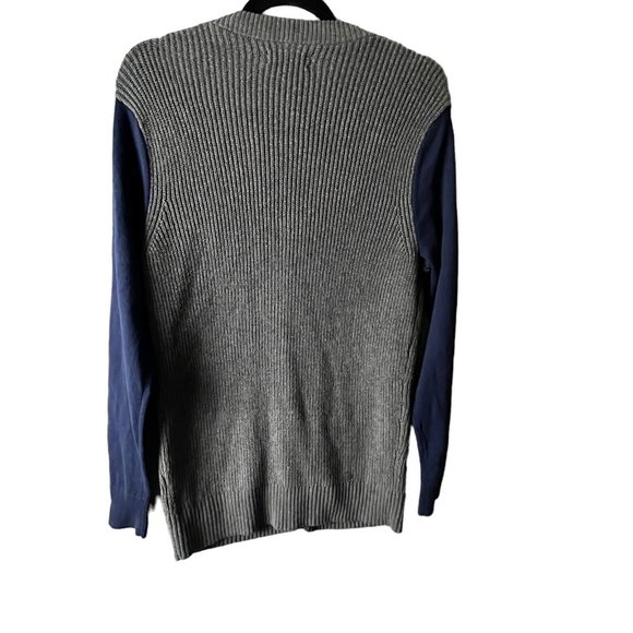 BP Colorblock Cardigan Sweater Button Front Varsity Knit Gray Navy Size Small - Picture 4 of 11